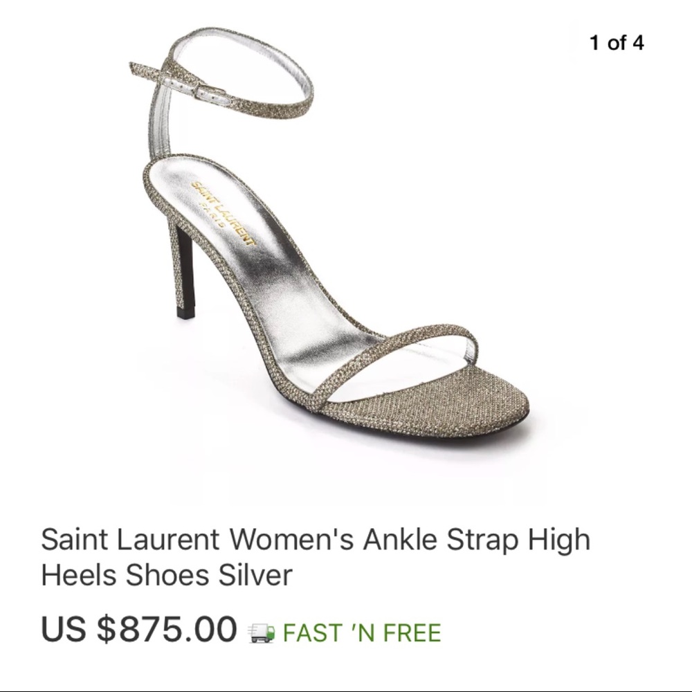 Authentic Saint Laurent Glitter Strap Sandals - Picture 1 of 8